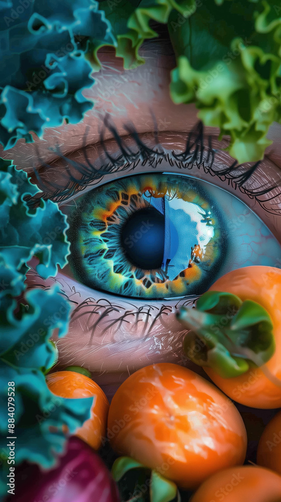 Lutein Eye Health Supplement Concept with Hologram Display, Sharp Vision and Reduced Eye Strain Lutein Eye Health Supplement Concept with Hologram Display, Sharp Vision and Reduced Eye Strain