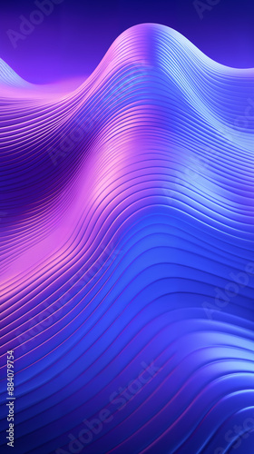  Abstract blue and purple gradient background with wavy lines, fluid design, mobile phone wallpaper.
