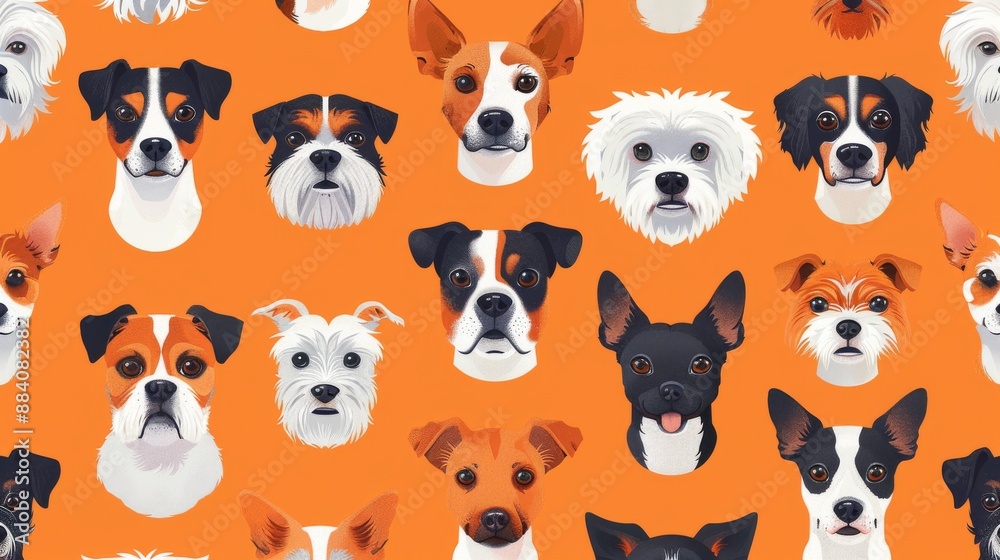 Obraz premium Adorable Doggos in a Seamless Pattern of Canine Companionship