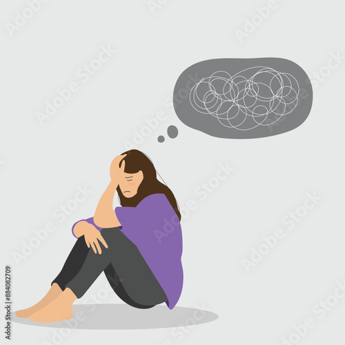 A woman is feeling depressed and sad.