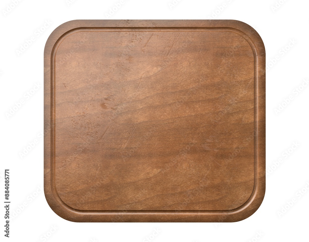Old rustic empty square wooden cutting or chopping board with groove isolated on white background flat lay top view from above Old rustic empty square wooden cutting or chopping board with groove isolated on white background flat lay top view from above