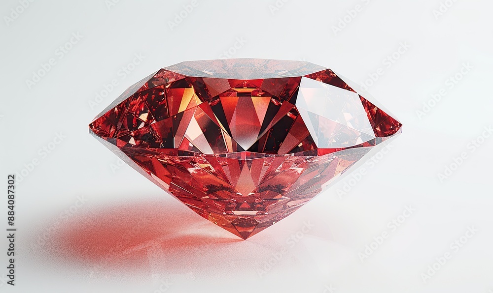 A red diamond, dazzling on a white background. A red diamond, dazzling on a white background.