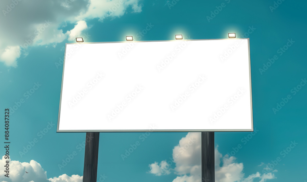 Blank Billboard Mockup Against Blue Sky Blank Billboard Mockup Against Blue Sky