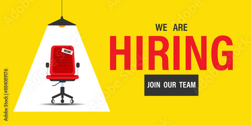 We are hiring, open vacancy. Hiring and recruitment banner design. Vacant position, join our team. Business hiring and recruiting concept.	