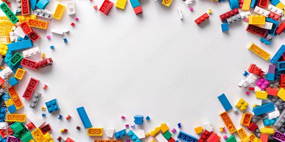 A pile of colorful blocks scattered all over the place A pile of colorful blocks scattered all over the place
