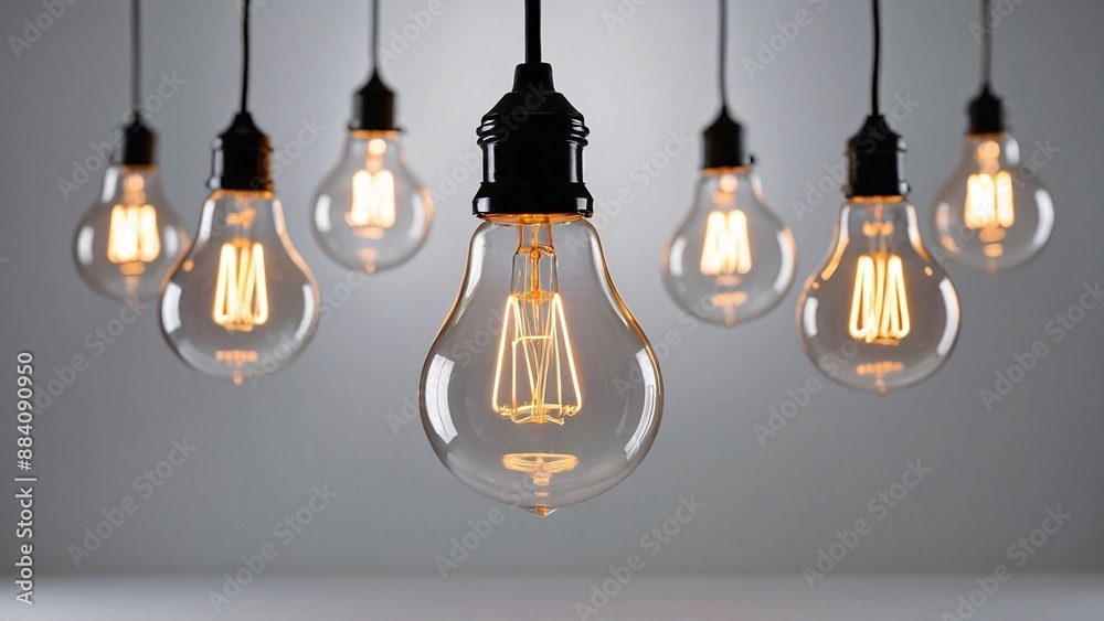 A sleek, modern light bulb suspended from above. AI generative. A sleek, modern light bulb suspended from above. AI generative.