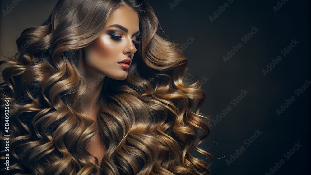 Naklejka premium High-Definition Image of Glossy and Styled Hair. Perfect for: Haircare Ads, Beauty Campaigns, Fashion Magazines