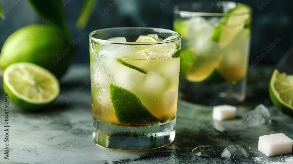 Fototapeta premium Vibrant and refreshing caipirinha cocktail