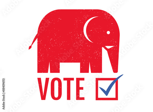 Vector vintage banner for 2024 presidential election in USA. Vector illustration of an elephant from Republican party.
