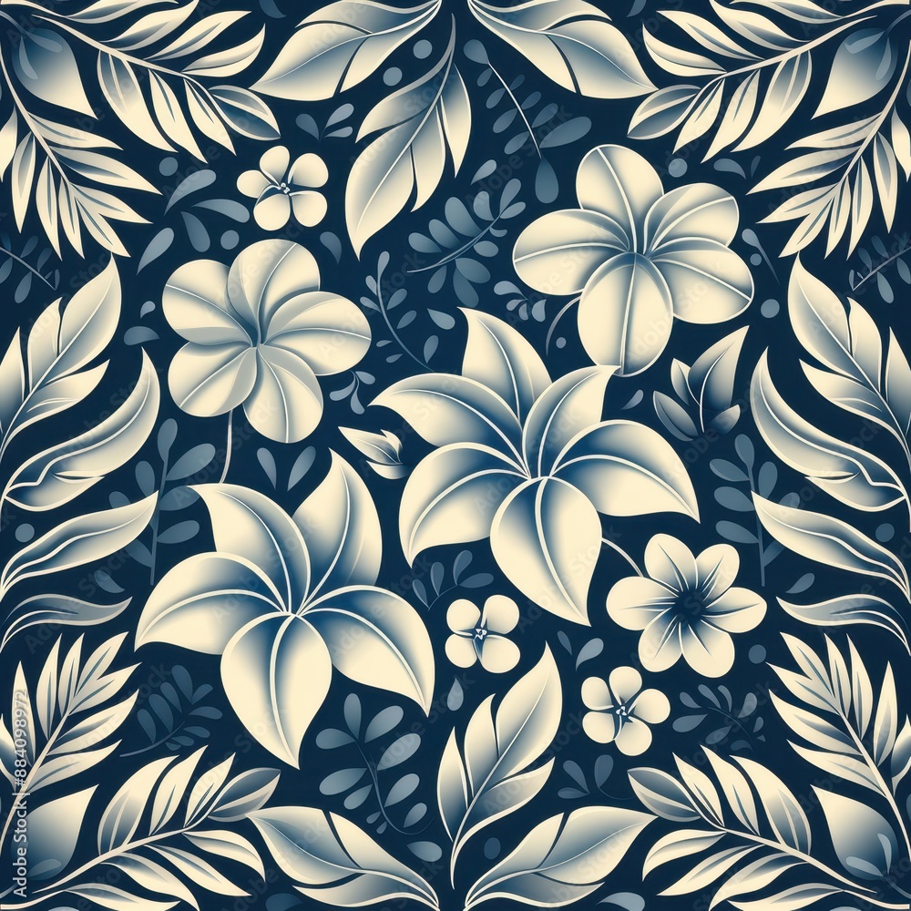 Fototapeta premium Vintage Hawaiian Floral Pattern