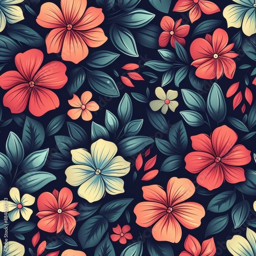 Vintage Hawaiian Floral Pattern