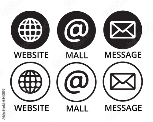 Contact icon set. Containing e-mail, phone, address, customer service, call, website  web icon vector and more.. vector illustration eps 10