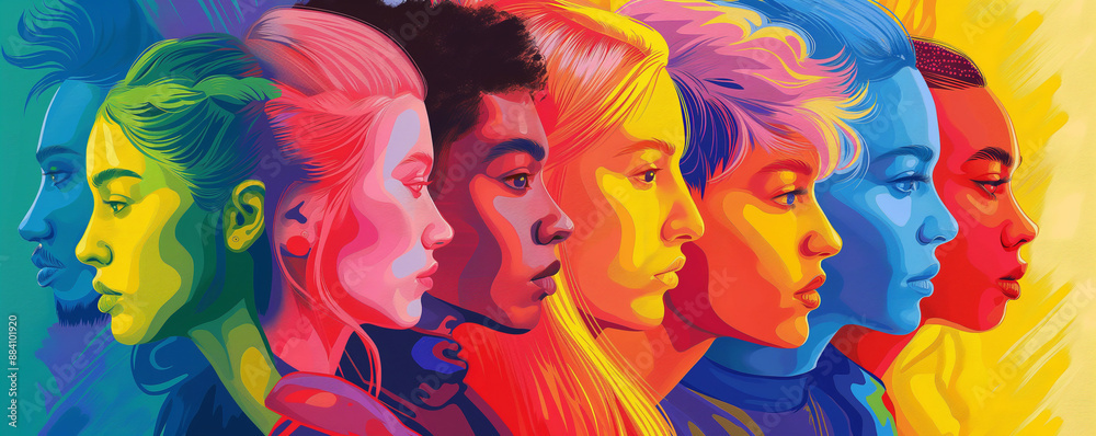 Pop art poster with LGBT people rainbow color explosions. Pop art poster with LGBT people rainbow color explosions.