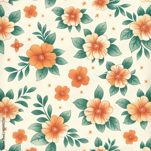 Wallpaper Mural Vintage Hawaiian Floral Pattern Torontodigital.ca