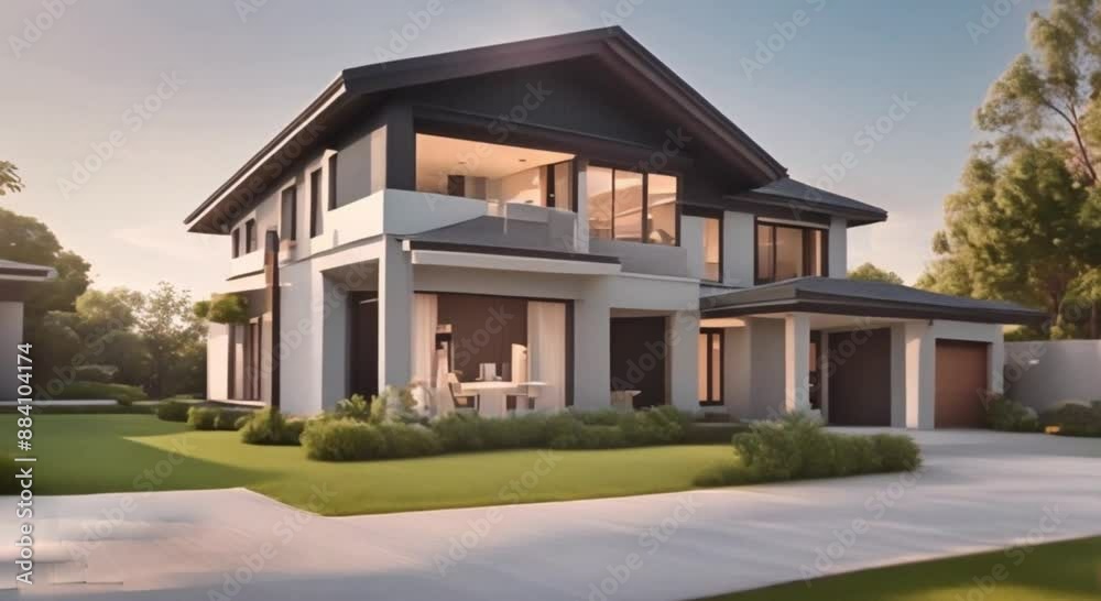 Luxury simple house property in summer sunny day Luxury simple house property in summer sunny day