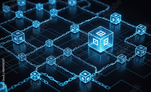 Blockchain Network Concept with Digital Blocks