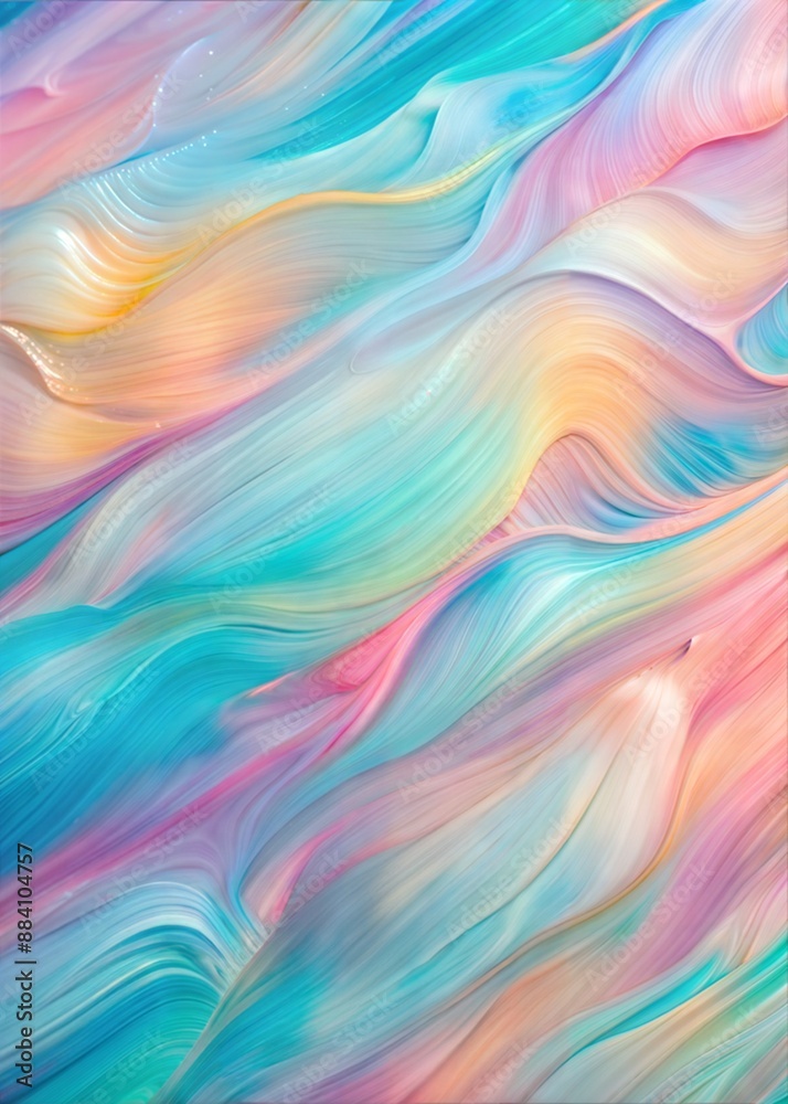 Fototapeta premium Abstract pastel swirls of blue, pink, and yellow paint