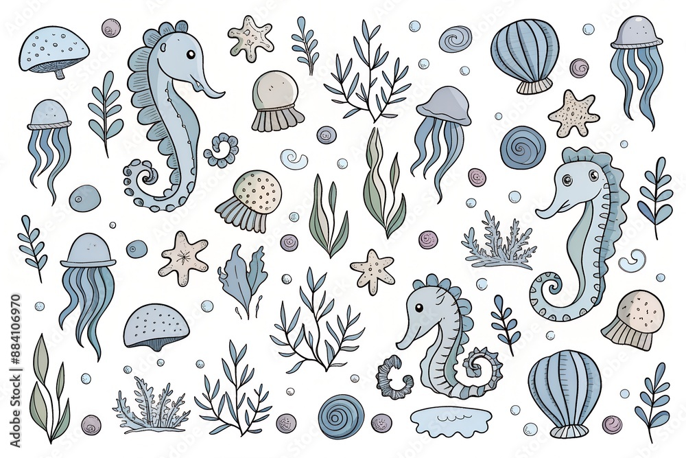 Naklejka premium seamless pattern with fishes