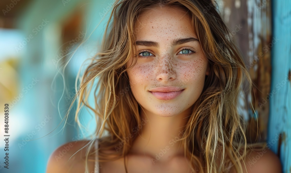 Fototapeta premium Outdoor portrait of an attractive Caucasian girl, embodying the concept of Caucasian people.