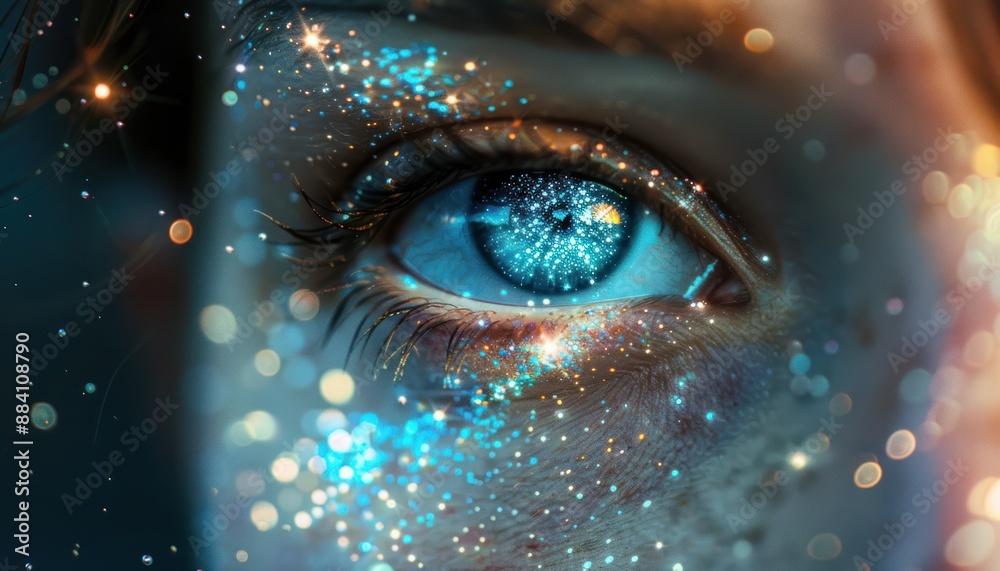 The Optical Biometrics Eye Futuristic Cyberspace Technology Neural Network with Beautiful Colors Scan The Optical Biometrics Eye Futuristic Cyberspace Technology Neural Network with Beautiful Colors Scan