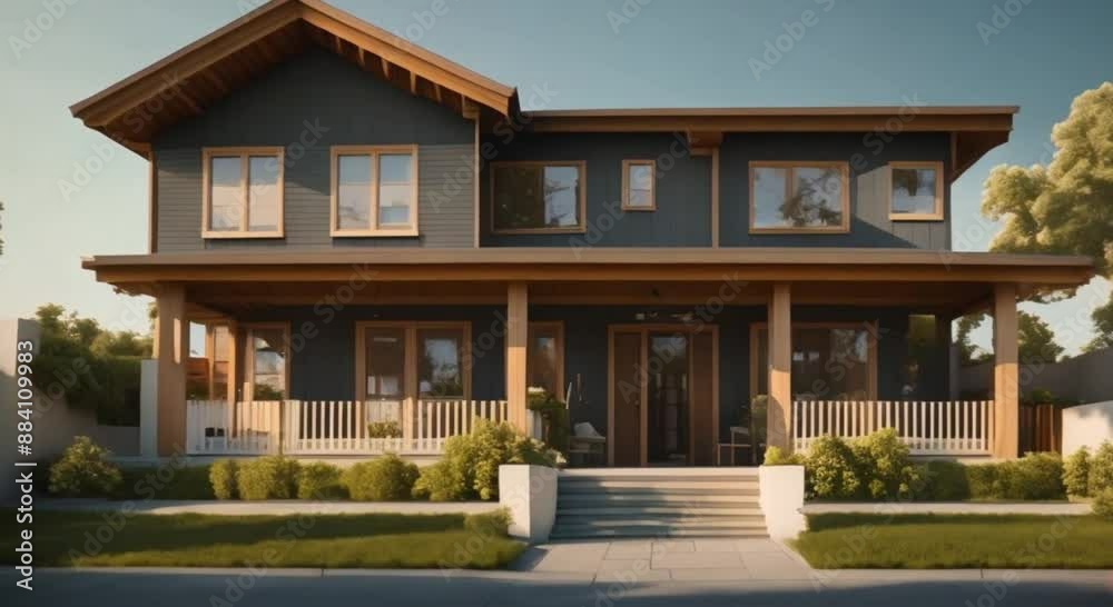 Luxury simple house property in summer sunny day Luxury simple house property in summer sunny day
