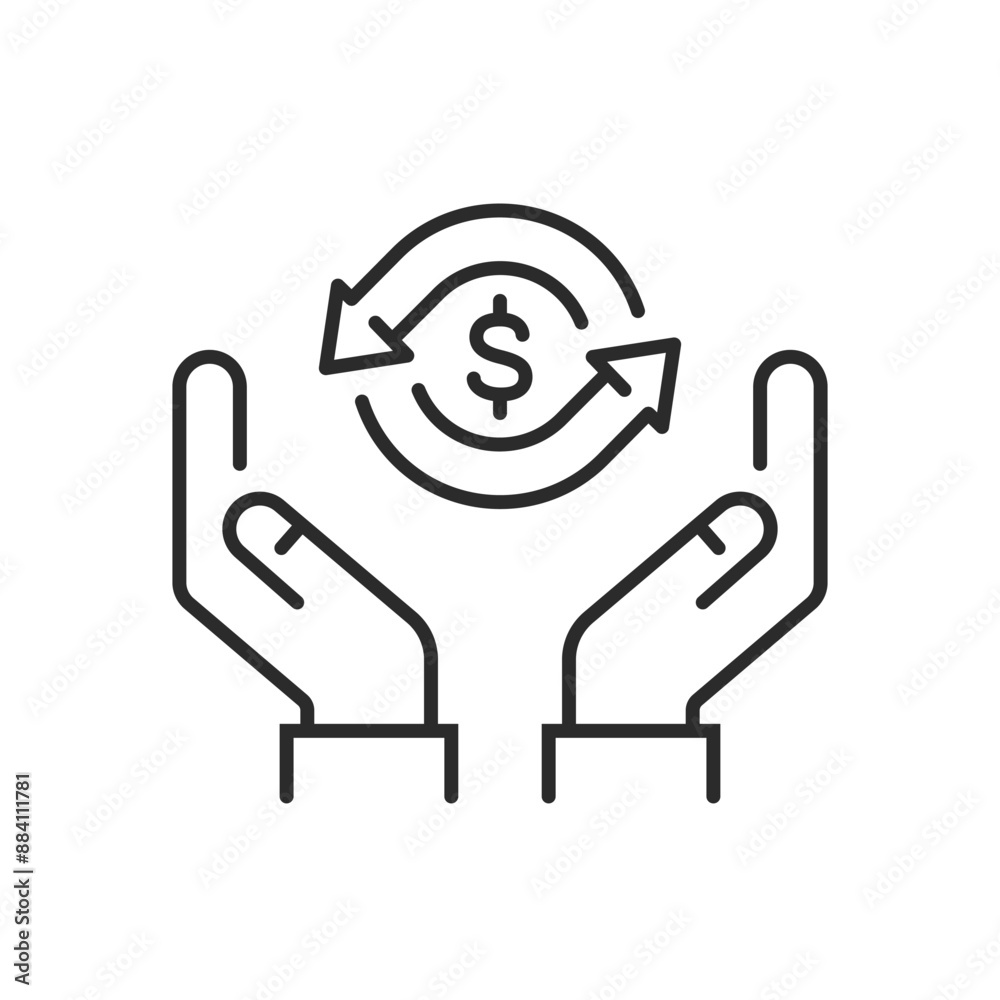 Save money icon. Cash circulate thin line icon. Save money icon. Cash circulate thin line icon.
