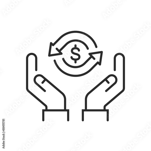 Save money icon. Cash circulate thin line icon.