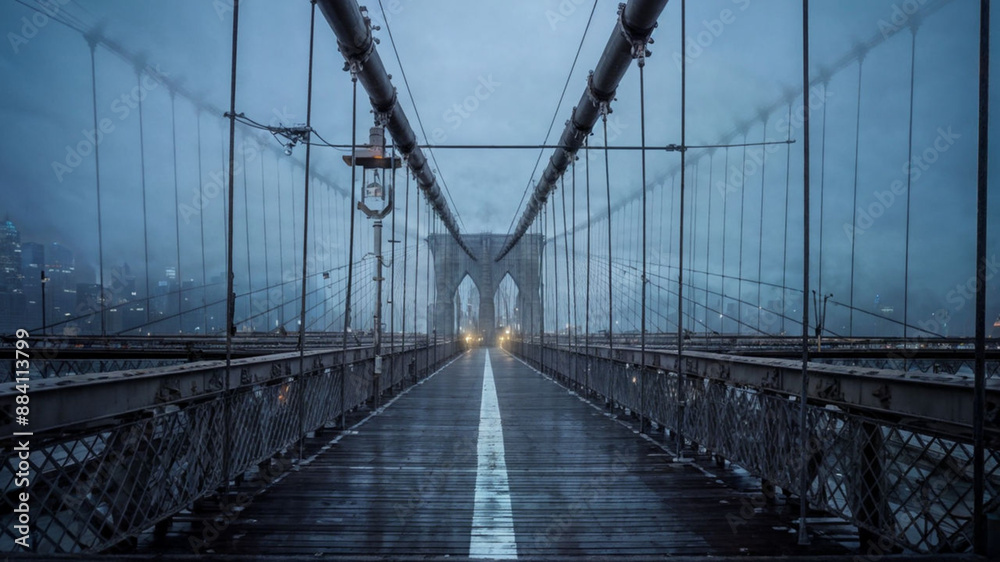 Fototapeta premium Exquisite Detail of Brooklyn Bridge's Metal Frame