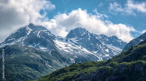 Wallpaper Mural Majestic Mountain Range with Snow-Capped Peaks Torontodigital.ca