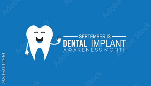 Dental Implant awareness month is observed every year on September. banner design template Vector illustration background design.