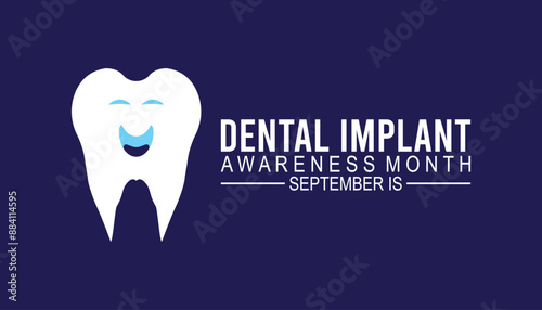 Dental Implant awareness month is observed every year on September. banner design template Vector illustration background design.