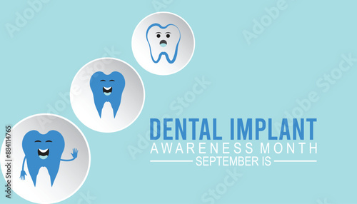 Dental Implant awareness month is observed every year on September. banner design template Vector illustration background design.
