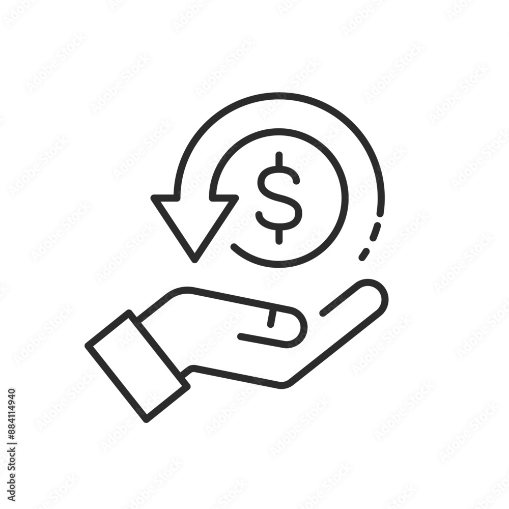 Cash back Icon. Return money thin line icon. Cash back Icon. Return money thin line icon.
