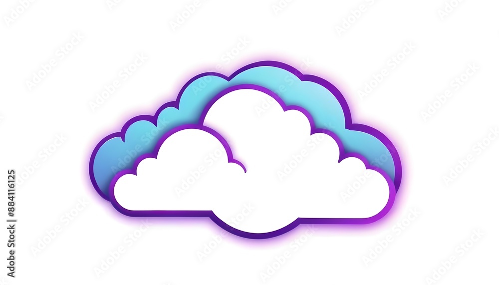 Stylized clouds in shades of blue and purple against a white background Stylized clouds in shades of blue and purple against a white background