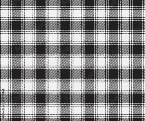 Plaid pattern, black, white, seamless for textiles and design clothing, skirts, pants, aprons, tablecloths, blankets or decorative fabrics. Vector illustration.
