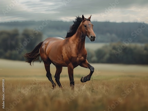 Majestic Horse Galloping Across Open Field Symbolizing Freedom and Power