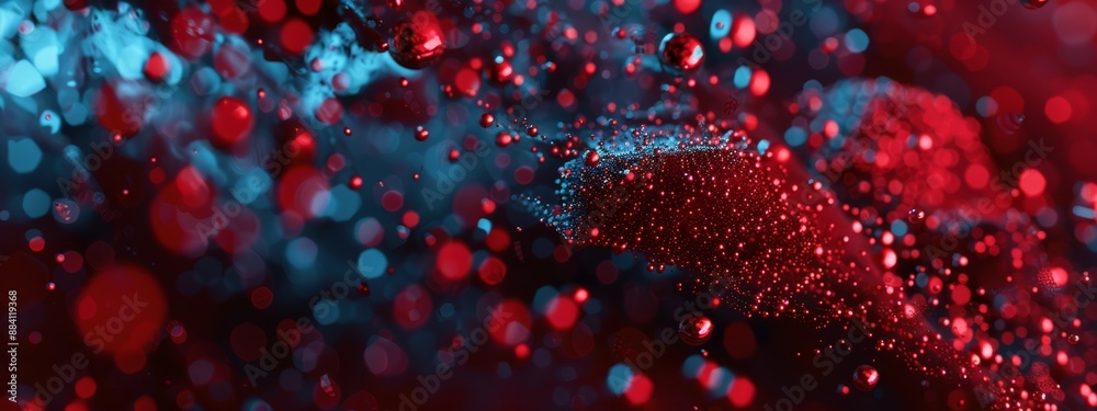 a red and blue umbrella with raindrops on a windowpane, a red umbrella in the foreground a red and blue umbrella with raindrops on a windowpane, a red umbrella in the foreground