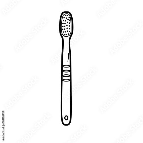 Simple Toothbrush Illustration: Dental Hygiene Tool, Black and White Line Art