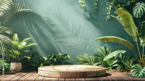 Lush foliage and sunlight create a tropical paradise in this verdant paradise. photo