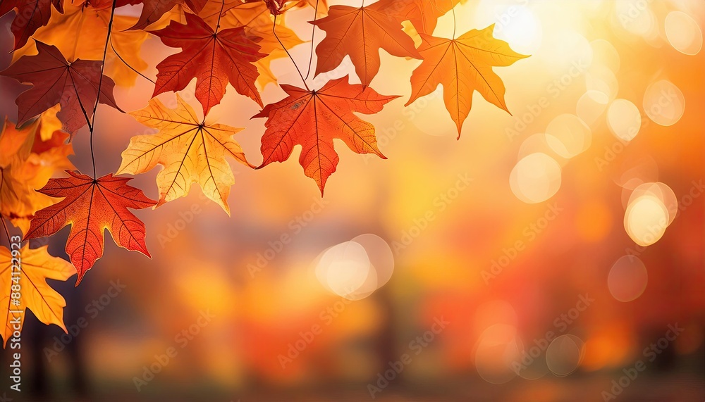 Fall background, leaf copy space background, A vibrant autumn background featuring a gradient of warm orange Fall background, leaf copy space background, A vibrant autumn background featuring a gradient of warm orange