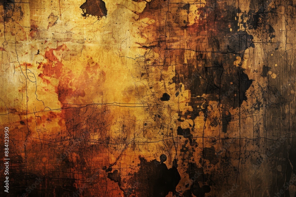 Obraz premium Aged wall covered in chipped paint and rust spots, Grunge Texture Background, Ai generated