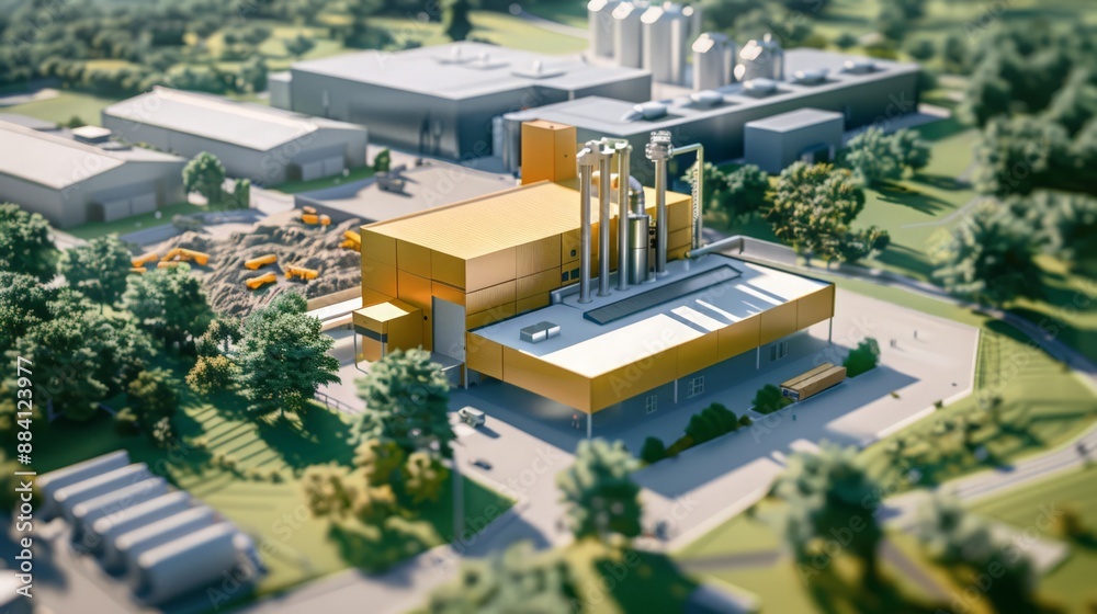 Capture the sleek design of a zero-waste factory, where innovative recycling and waste reduction technologies minimize environmental impact. Capture the sleek design of a zero-waste factory, where innovative recycling and waste reduction technologies minimize environmental impact.