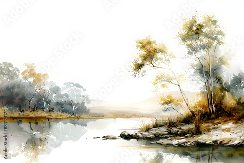 Watercolor landscape of Australia 