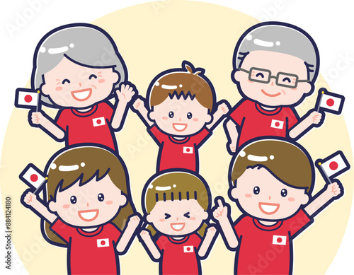 オリンピック観戦を楽しむ日本人ファミリー02