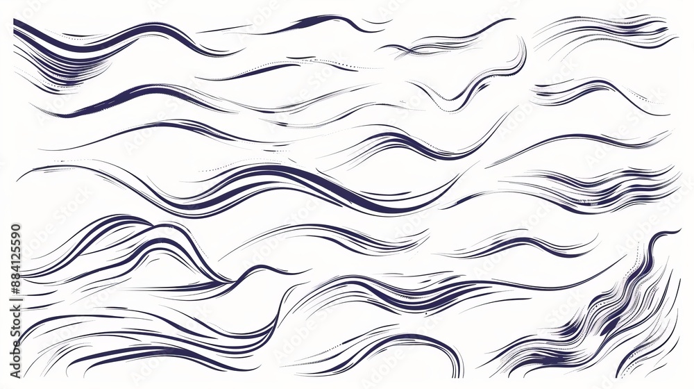 Dynamic, dark wavy lines flow seamlessly across the white background, creating a sense of movement and fluidity. Ideal for artistic, abstract, and modern uses. Dynamic, dark wavy lines flow seamlessly across the white background, creating a sense of movement and fluidity. Ideal for artistic, abstract, and modern uses.