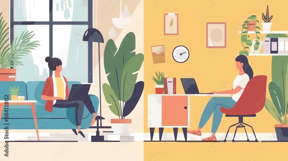 Two women working in a modern office Two women working in a modern office