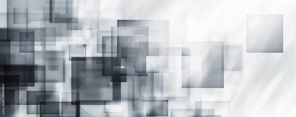 Abstract translucent squares of varying sizes on a white background Abstract translucent squares of varying sizes on a white background