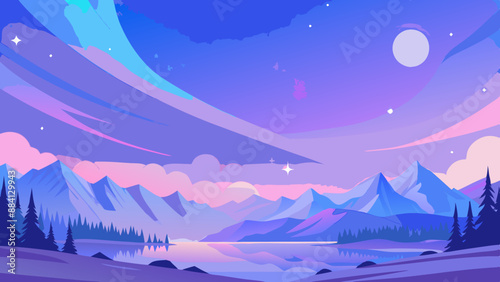 Beautiful fantasy starry night sky, blue and purple colorful, galaxy and aurora 4k wallpaper