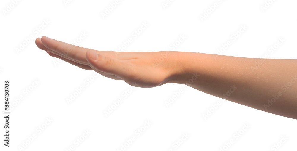 Hand gesture measurement. Kid showing sign with palm, finger isolated on white background., transparent PNG Hand gesture measurement. Kid showing sign with palm, finger isolated on white background., transparent PNG