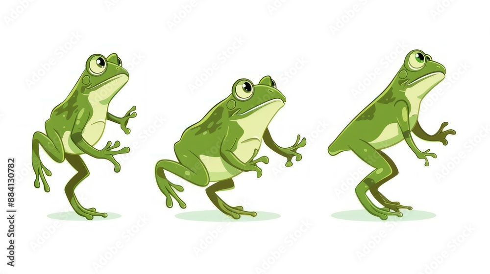 Three Green Frogs Illustration Three Green Frogs Illustration